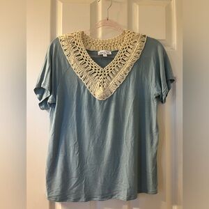 grace and lace calia crochet top harbor mist | women's boho top